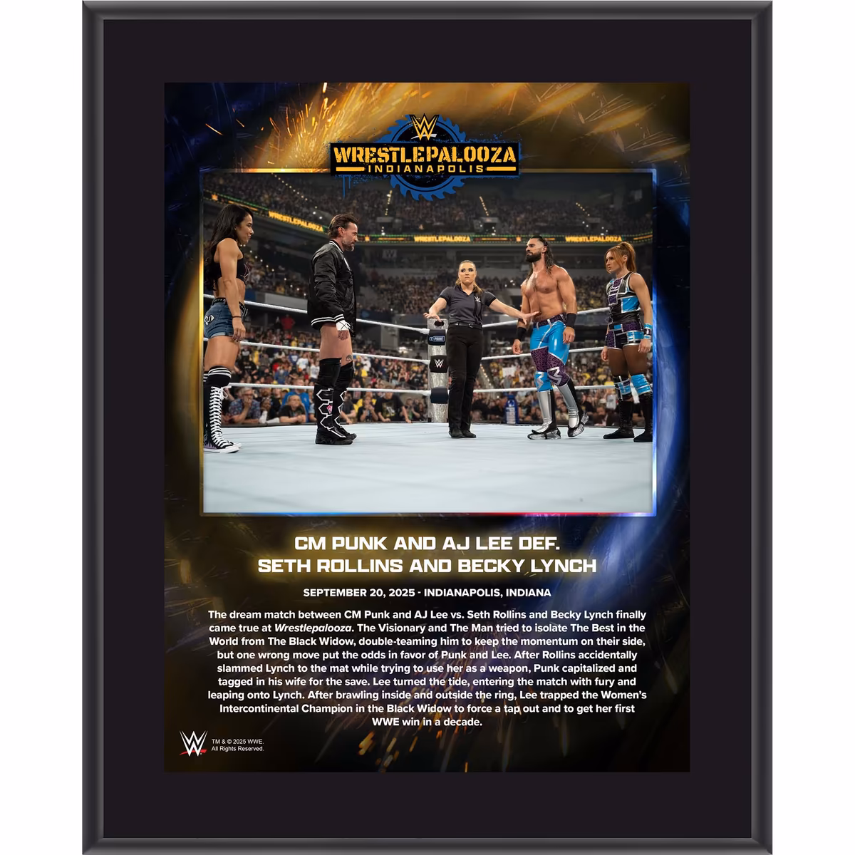 AJ Lee & CM Punk WWE 10.5" x 13" Wrestlepalooza 2025 Sublimated Plaque