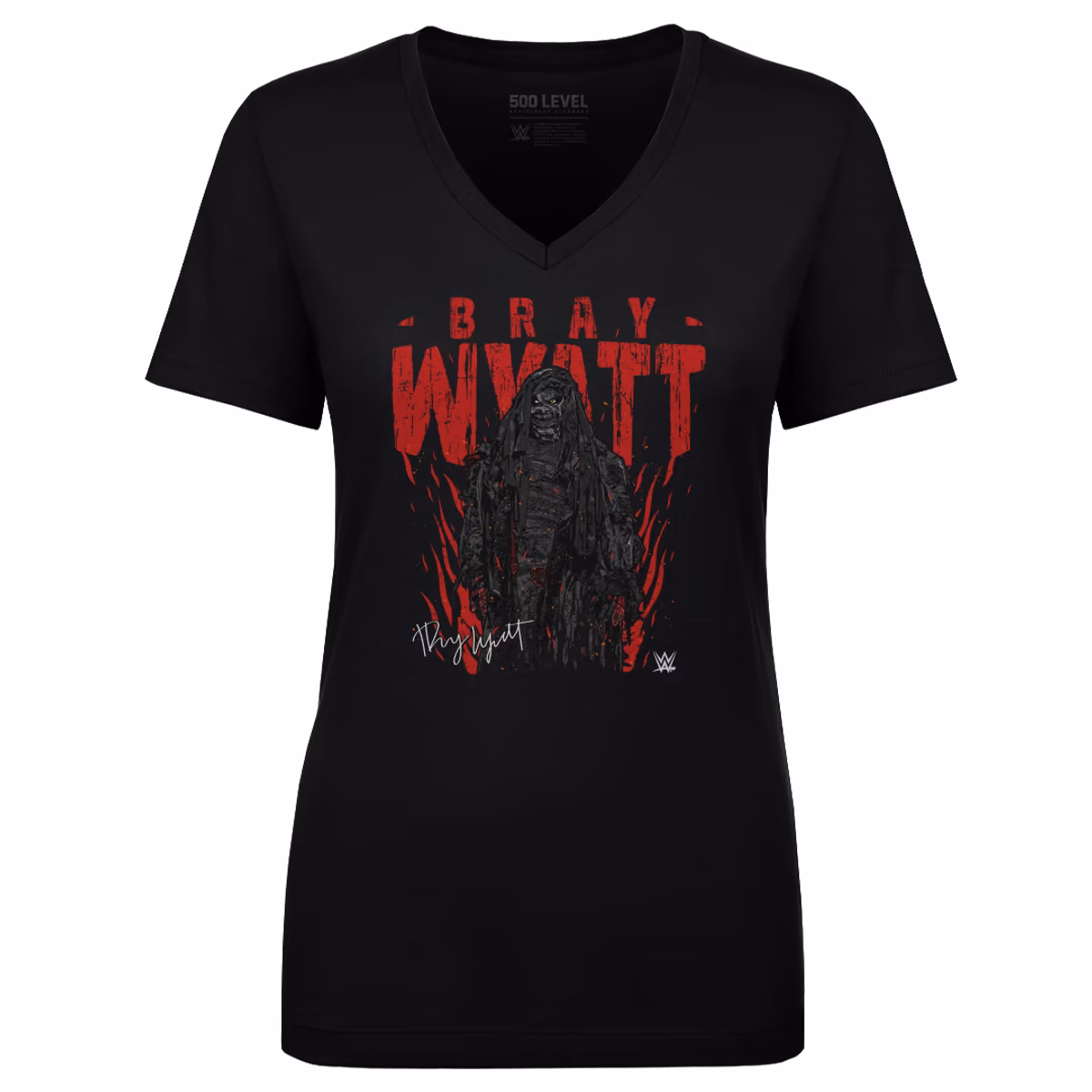 Women's 500 Level Black Bray Wyatt Darkness V-Neck T-Shirt 2 Women's 500 Level Black Bray Wyatt Darkness V-Neck T-Shirt