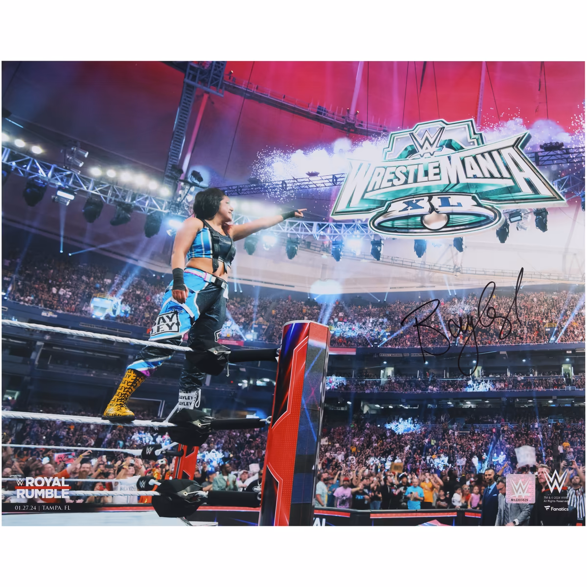 Bayley WWE Autographed 16" x 20" Royal Rumble 2024 Pointing Photograph 1 Bayley WWE Autographed 16" x 20" Royal Rumble 2024 Pointing Photograph