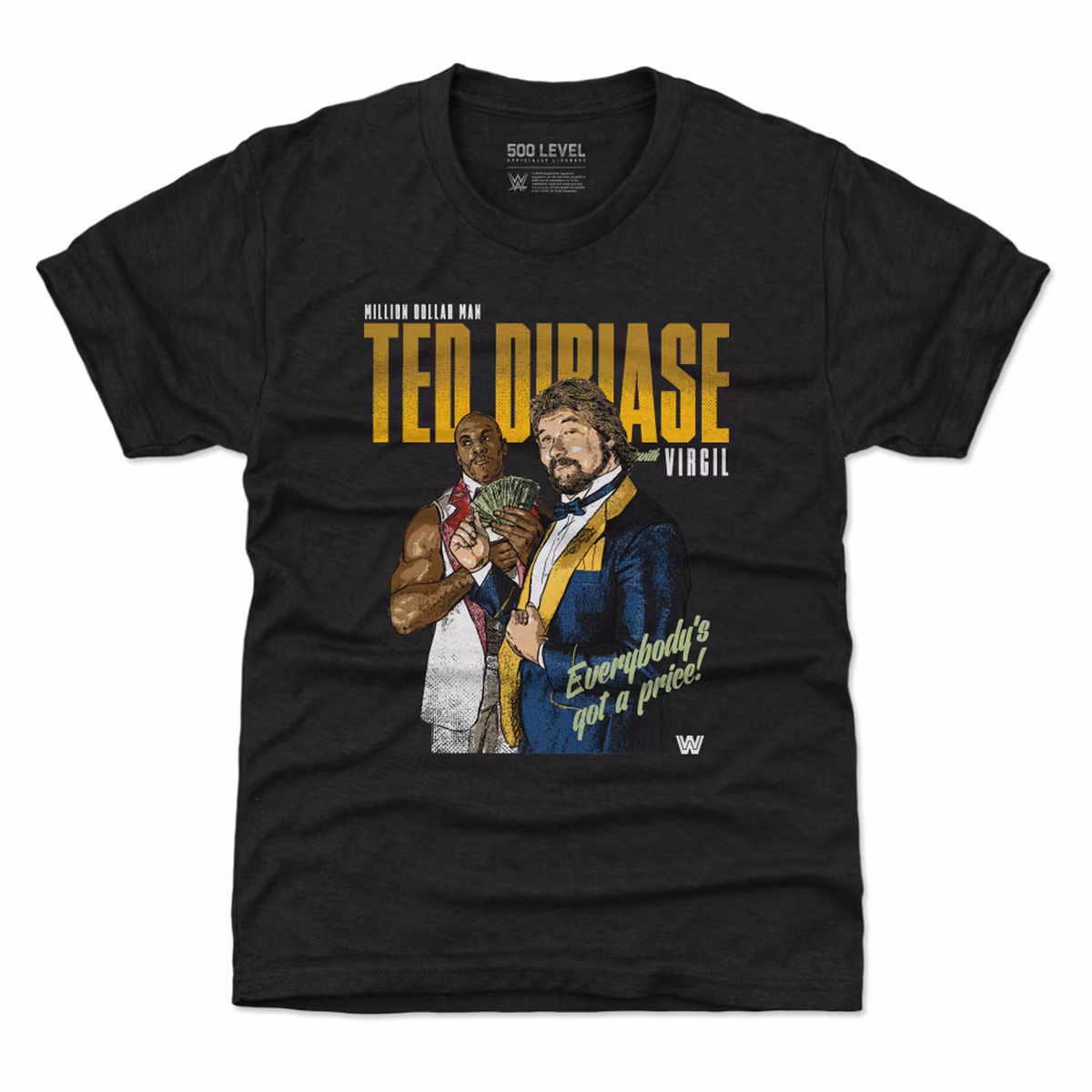 Youth 500 Level Black Ted DiBiase & Virgil Retro T-Shirt 1 Youth 500 Level Black Ted DiBiase & Virgil Retro T-Shirt
