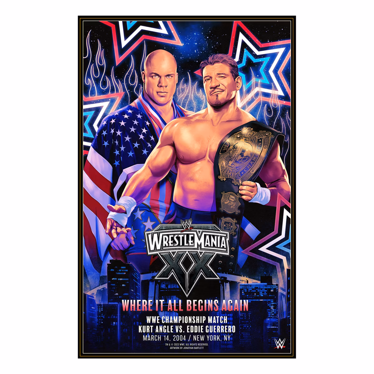 WrestleMania XX Eddie Guerrero vs. Kurt Angle 24" x 36" Jonathan Bartlett Art Print 11 WrestleMania XX Eddie Guerrero vs. Kurt Angle 24" x 36" Jonathan Bartlett Art Print