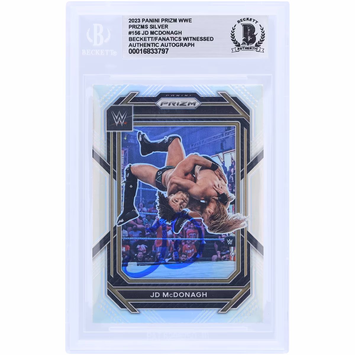 JD McDonagh WWE Autographed 2023 Panini Prizm Silver Prizm #156 Beckett Fanatics Witnessed Authenticated Card
