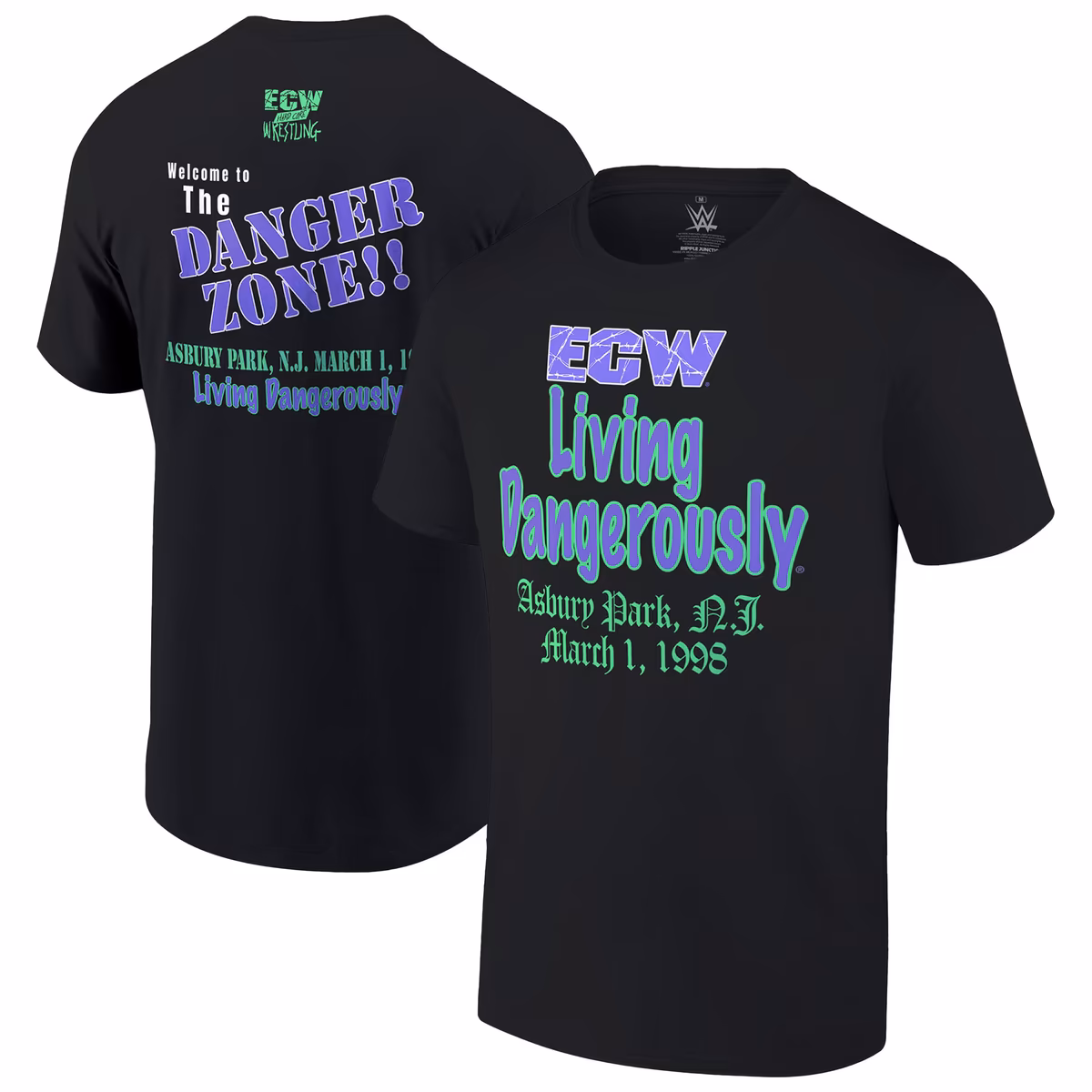 Men's Ripple Junction  Black ECW 1998 Living Dangerously Graphic T-Shirt