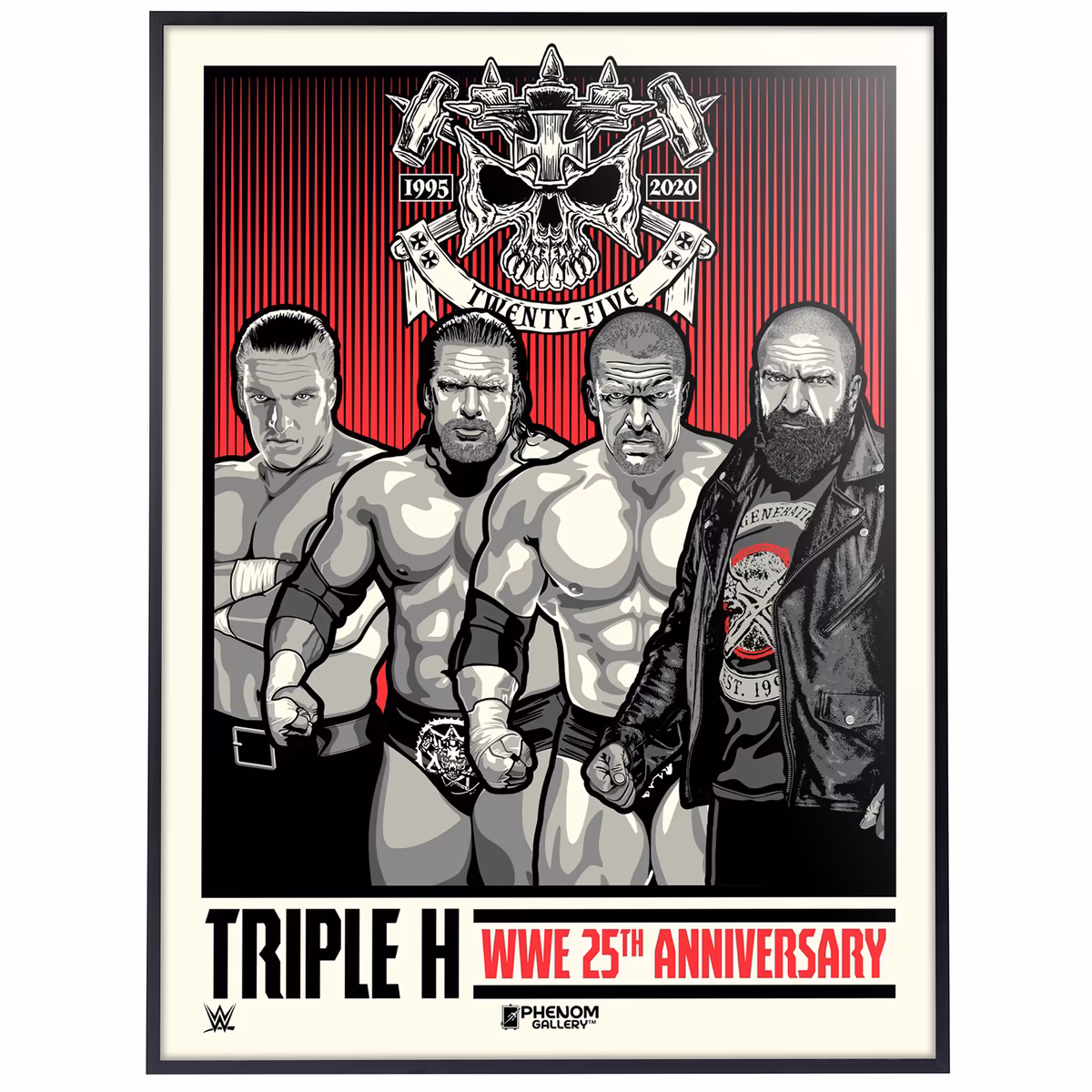 Phenom Gallery Triple H WWE 25th Anniversary 18'' x 24'' Framed Serigraph