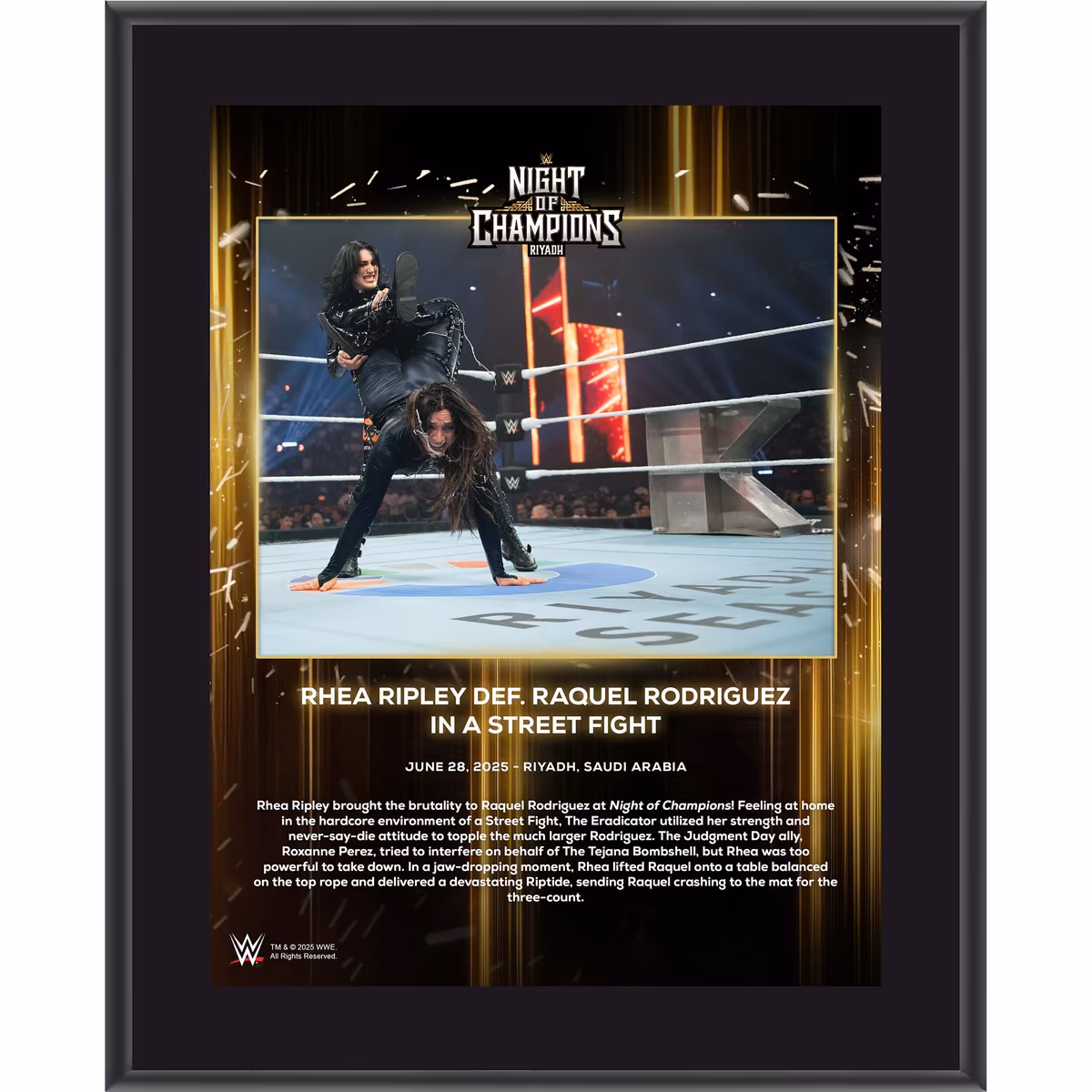 Rhea Ripley WWE 10.5" x 13" 2025 Night of Champions Sublimated Plaque 21 Rhea Ripley WWE 10.5" x 13" 2025 Night of Champions Sublimated Plaque