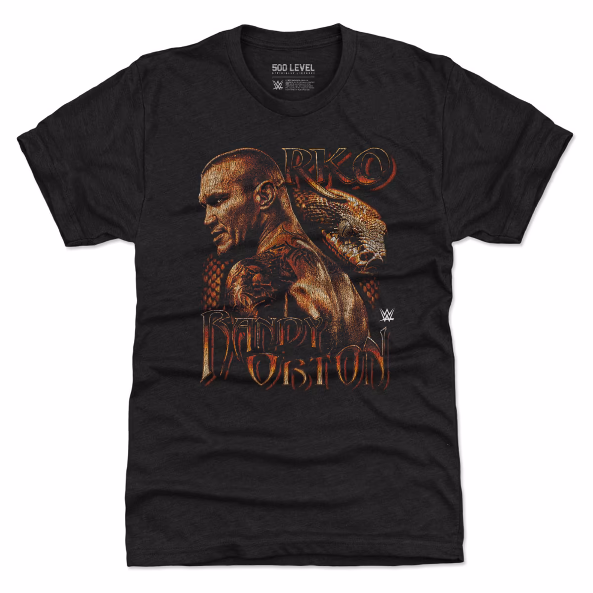 Men's 500 Level Heather Black Randy Orton Grunge Tri-Blend T-Shirt