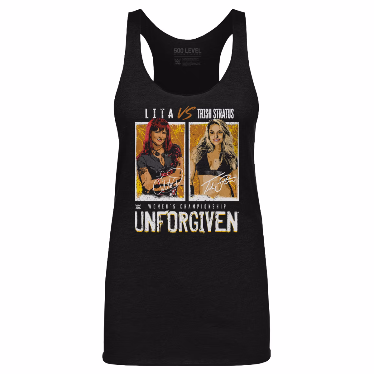 Women's 500 Level Heather Black Trish Stratus Unforgiven Tri-Blend Tank Top 2 Women's 500 Level Heather Black Trish Stratus Unforgiven Tri-Blend Tank Top