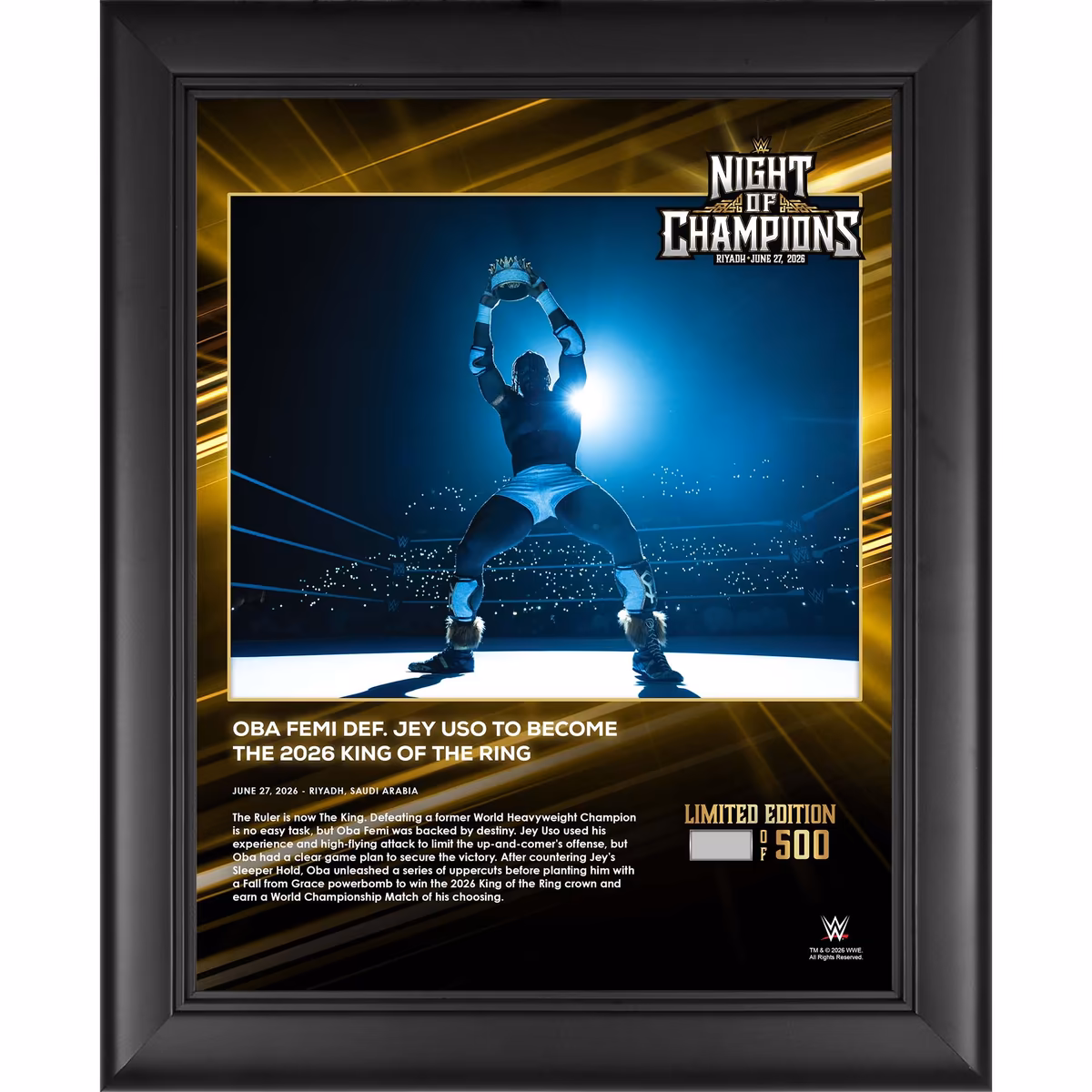Oba Femi WWE Framed 13" x 16" Night of Champions 2026 Collage - Limited Edition of 500