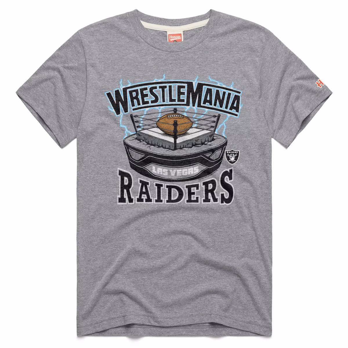 Men's Homage Gray WrestleMania x Las Vegas Raiders Tri-Blend T-Shirt 1 Men's Homage Gray WrestleMania x Las Vegas Raiders Tri-Blend T-Shirt