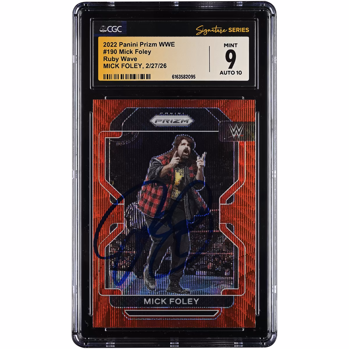 Mick Foley WWE Autographed 2022 Panini Prizm WWE Ruby Wave #190 CGC Authenticated 9/10 Card 1 Mick Foley WWE Autographed 2022 Panini Prizm WWE Ruby Wave #190 CGC Authenticated 9/10 Card