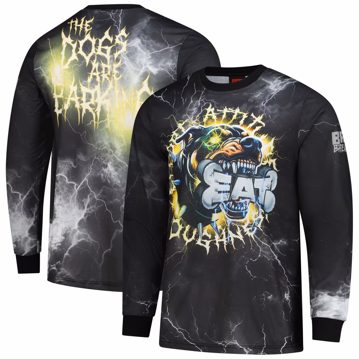 Men's WWE Authentic Black Bron Breakker Dog Bone Stain Long Sleeve T-Shirt