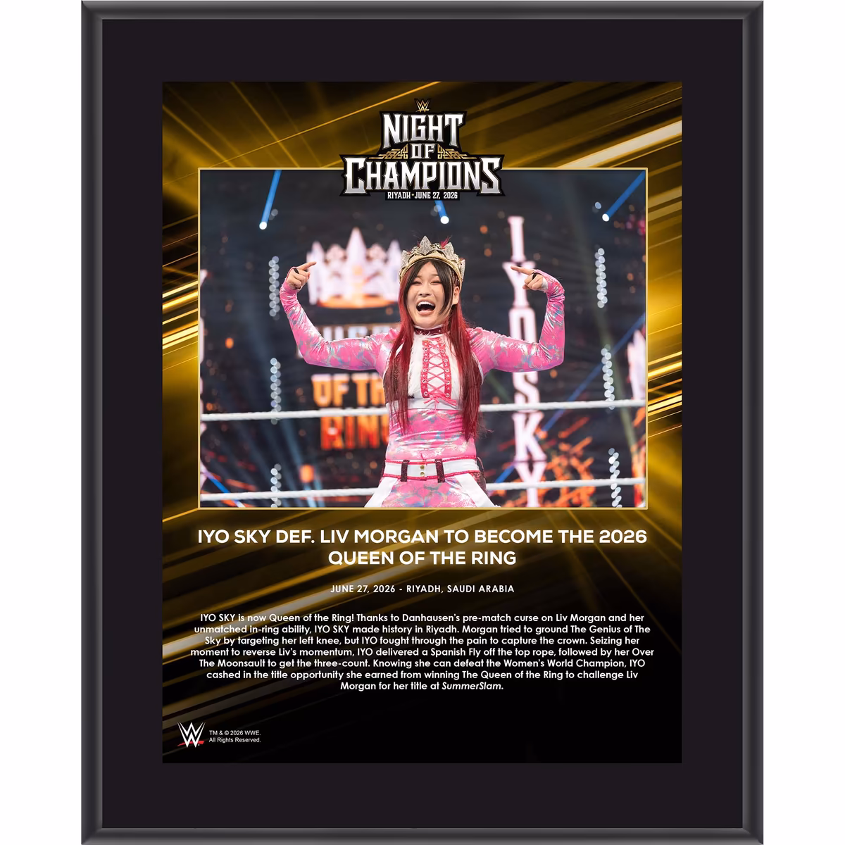 IYO SKY WWE 10.5" x 13" Night of Champions 2026 Sublimated Plaque 1 IYO SKY WWE 10.5" x 13" Night of Champions 2026 Sublimated Plaque