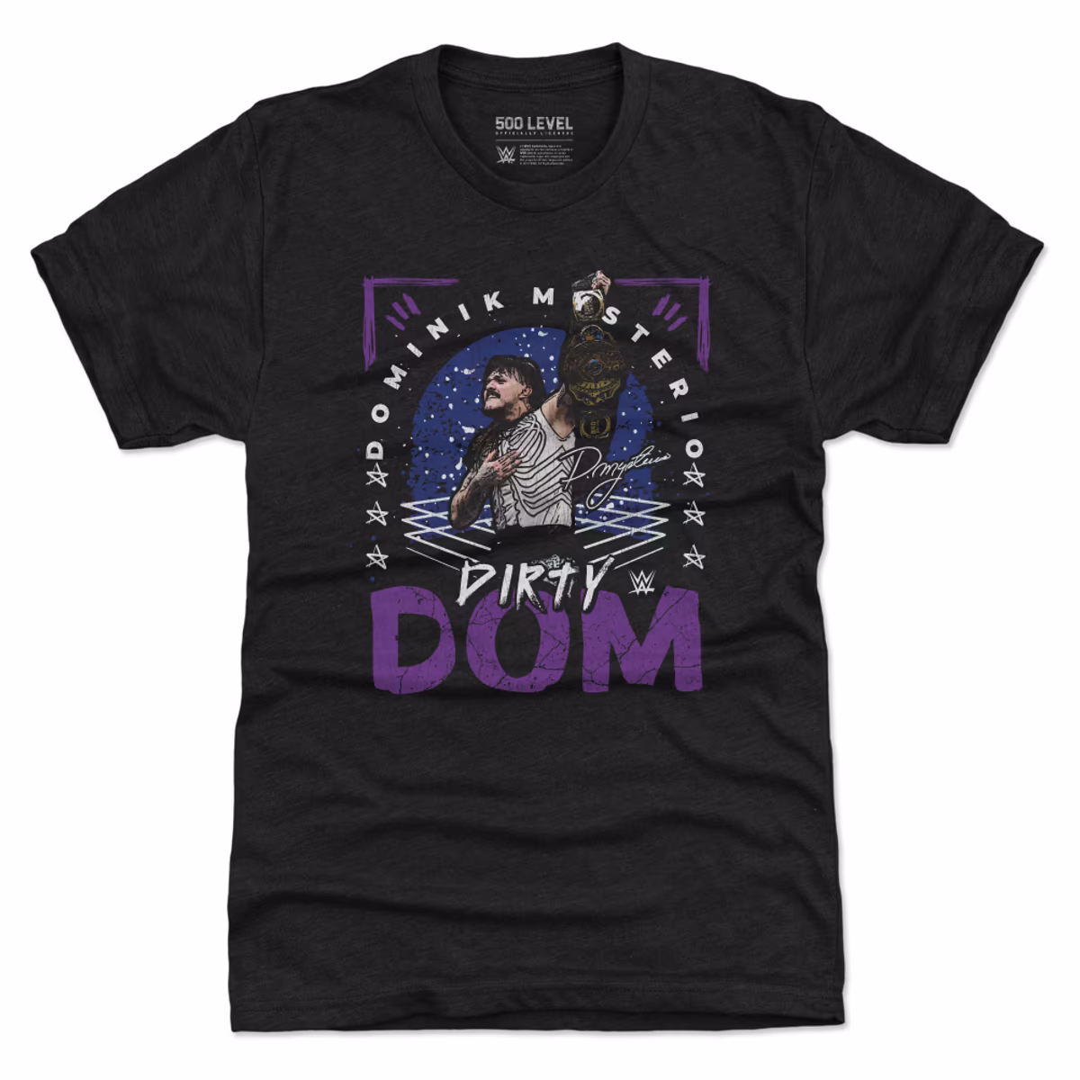 Men's 500 Level Heather Black Dominik Mysterio Champion Premium Tri-Blend T-Shirt