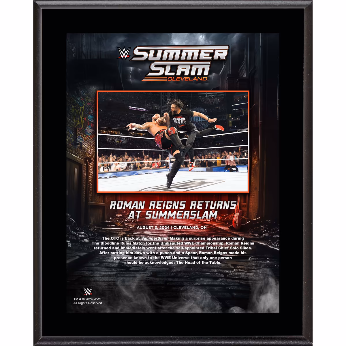 Roman Reigns WWE 10.5" x 13" 2024 SummerSlam Sublimated Plaque 1 Roman Reigns WWE 10.5" x 13" 2024 SummerSlam Sublimated Plaque