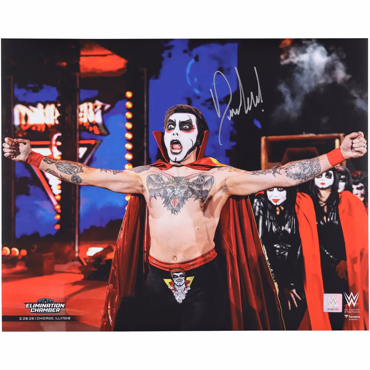 Danhausen WWE Autographed 16" x 20" Elimination Chamber Debut Photograph