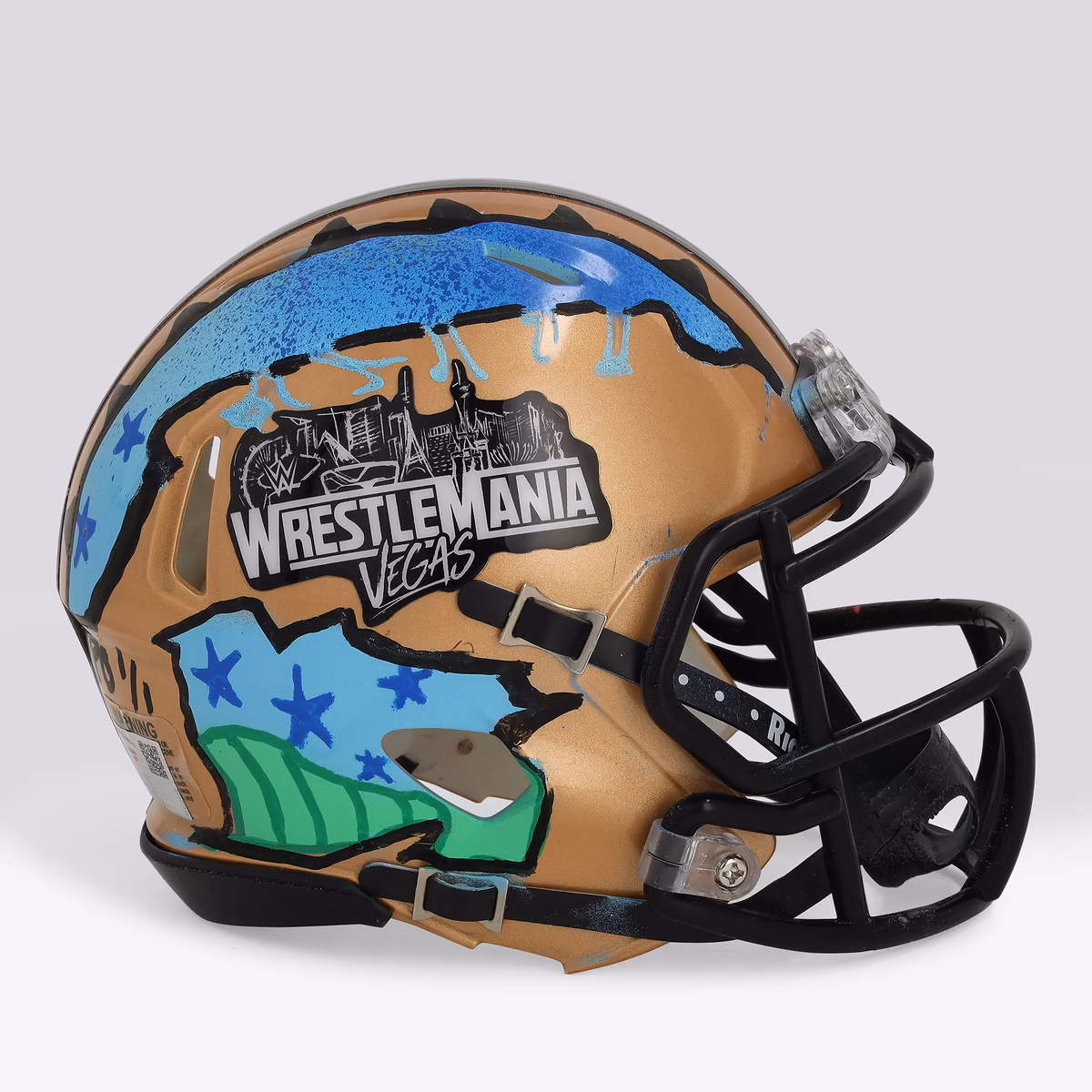 WrestleMania 42 Gold Riddell Mini Helmet - Art by JPO - Limited Edition #1/1 - NF70444644 2 WrestleMania 42 Gold Riddell Mini Helmet - Art by JPO - Limited Edition #1/1 - NF70444644