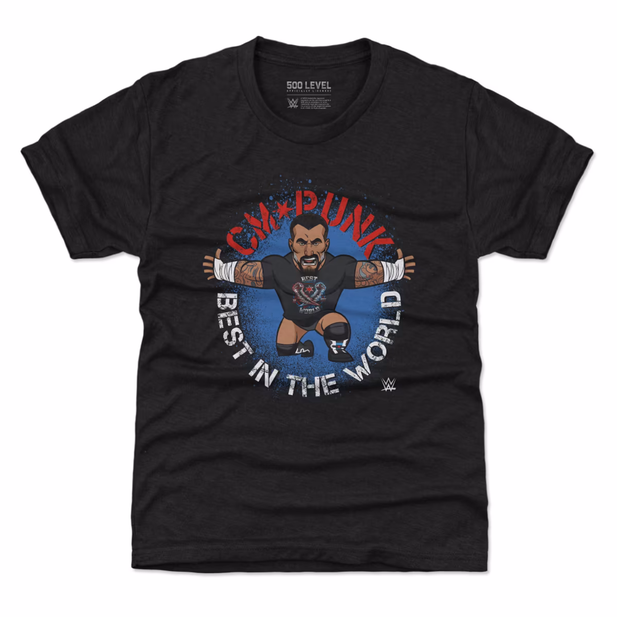 Youth 500 Level Heather Black CM Punk Big Shots Pose T-Shirt 21 Youth 500 Level Heather Black CM Punk Big Shots Pose T-Shirt