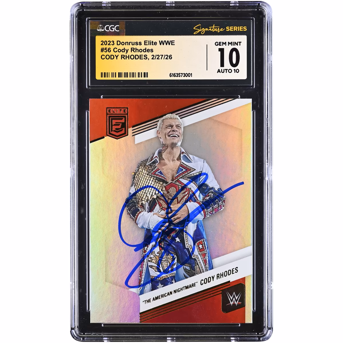 Cody Rhodes WWE Autographed 2023 Panini Donruss Elite WWE #56 CGC Authenticated 10/10 Card 8 Cody Rhodes WWE Autographed 2023 Panini Donruss Elite WWE #56 CGC Authenticated 10/10 Card