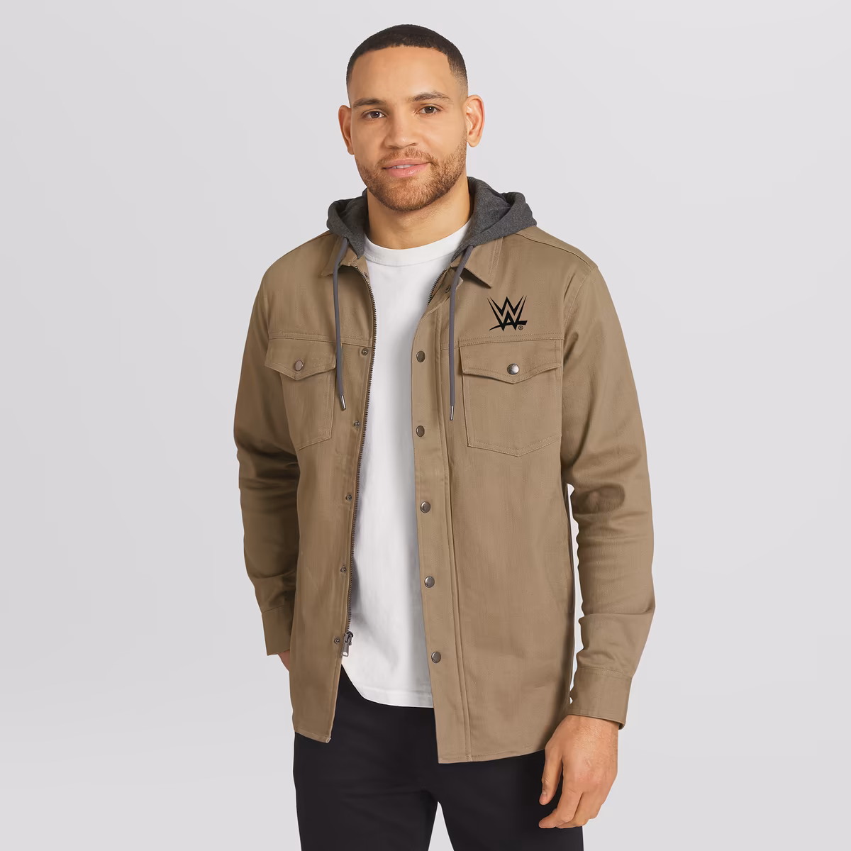 Men's Darius Rucker Collection by Fanatics Tan WWE Logo Full-Snap Hooded Jacket 7 Men's Darius Rucker Collection by Fanatics Tan WWE Logo Full-Snap Hooded Jacket