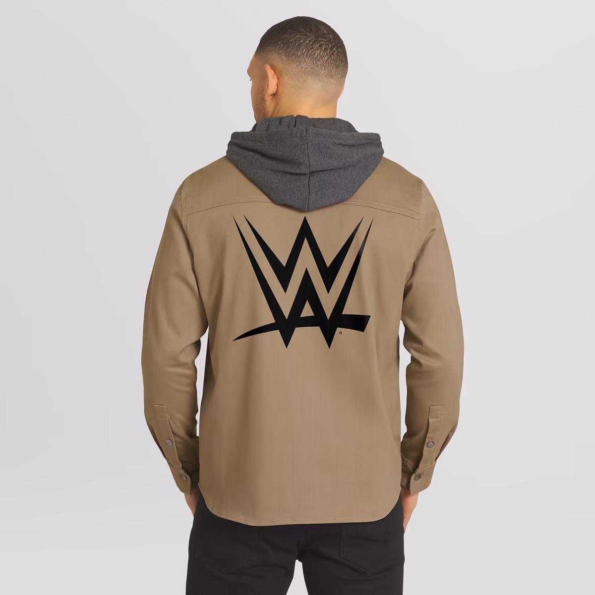 Men's Darius Rucker Collection by Fanatics Tan WWE Logo Full-Snap Hooded Jacket 3 Men's Darius Rucker Collection by Fanatics Tan WWE Logo Full-Snap Hooded Jacket