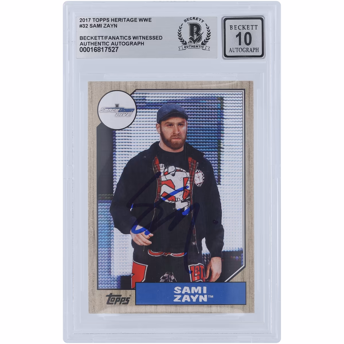 Sami Zayn WWE Autographed 2017 Topps Heritage #32 Beckett Fanatics Witnessed Authenticated 10 Card 6 Sami Zayn WWE Autographed 2017 Topps Heritage #32 Beckett Fanatics Witnessed Authenticated 10 Card