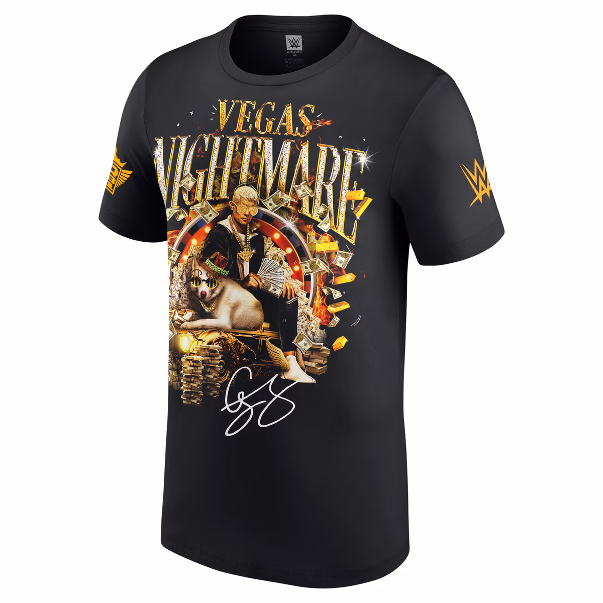 Men's Black Cody Rhodes Vegas Nightmare High Roller T-Shirt 3 Men's Black Cody Rhodes Vegas Nightmare High Roller T-Shirt