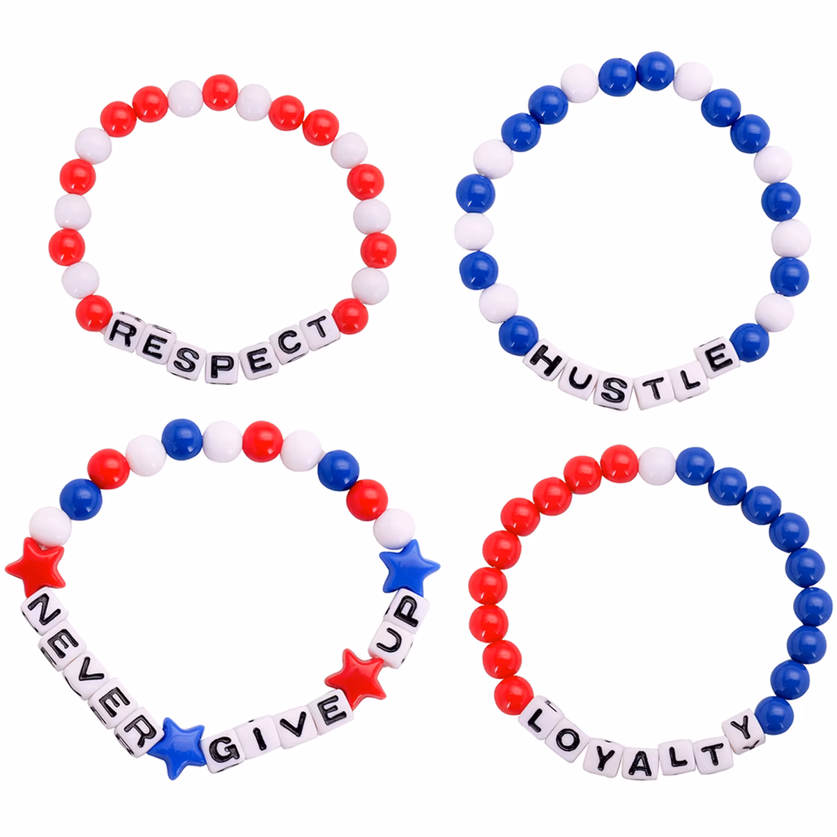 John Cena 4-Pack Beaded Bracelet Set 3 John Cena 4-Pack Beaded Bracelet Set