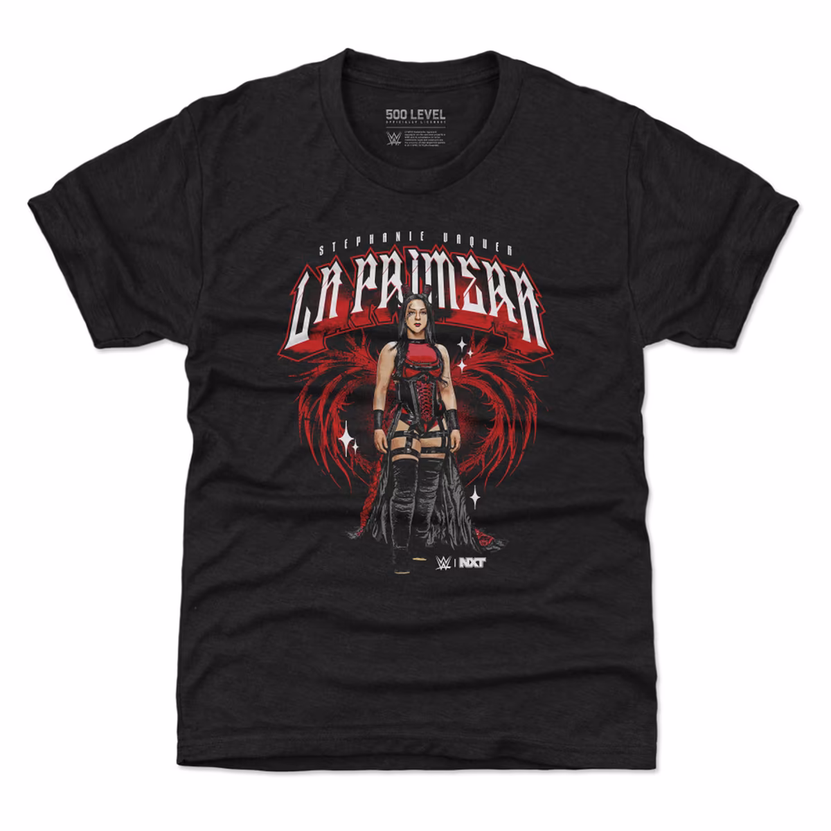 Youth 500 Level Heather Black Stephanie Vaquer La Primera T-Shirt 2 Youth 500 Level Heather Black Stephanie Vaquer La Primera T-Shirt