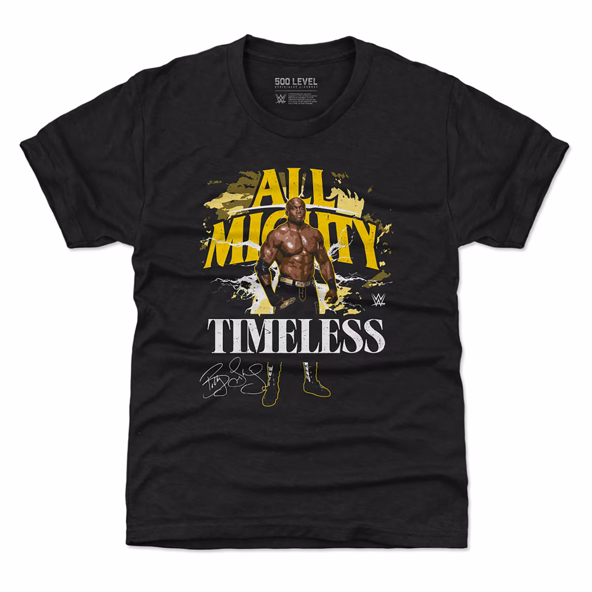 Youth 500 Level Heather Black Bobby Lashley All Mighty Timeless Pose T-Shirt 8 Youth 500 Level Heather Black Bobby Lashley All Mighty Timeless Pose T-Shirt