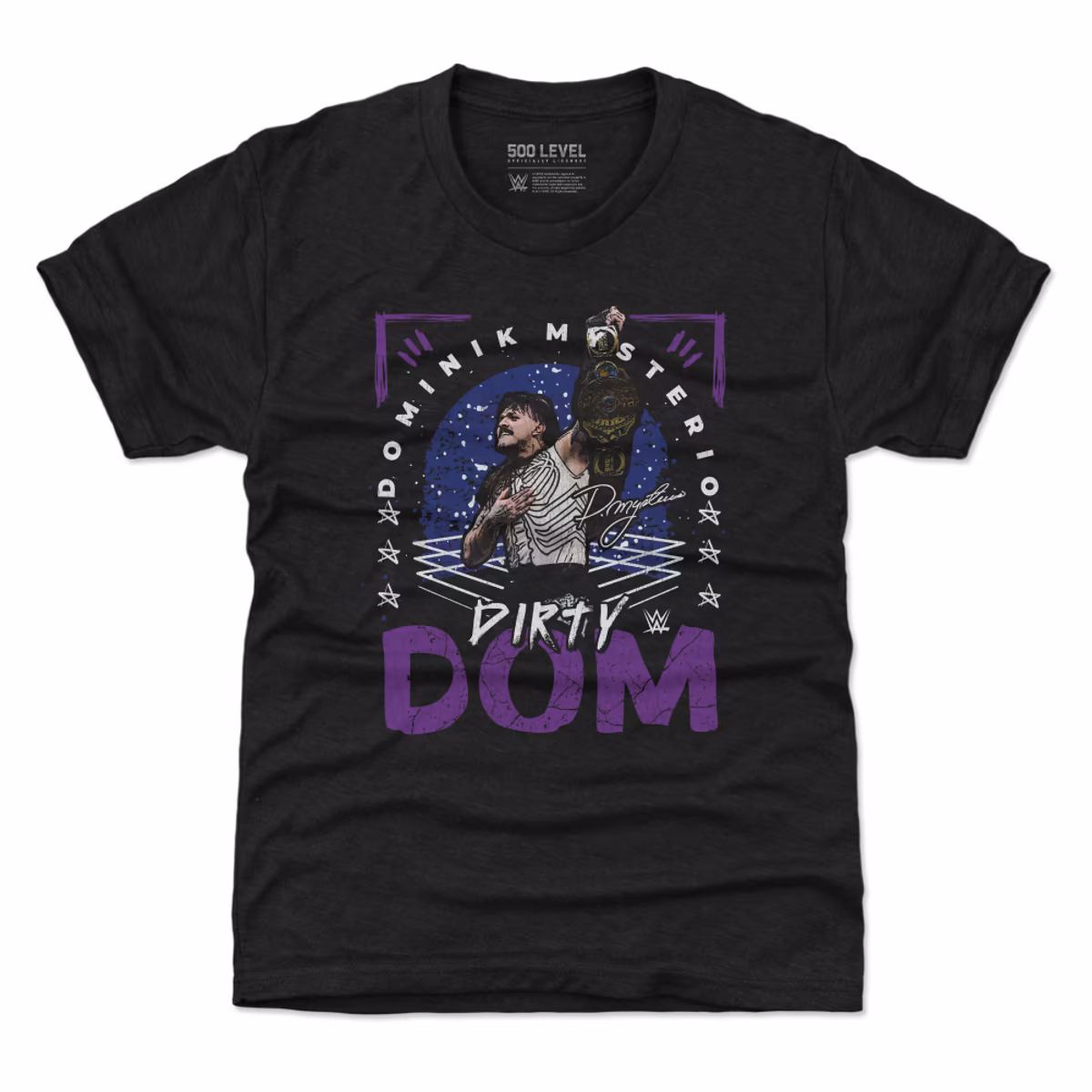 Youth 500 Level Heather Black Dominik Mysterio Champion T-Shirt 14 Youth 500 Level Heather Black Dominik Mysterio Champion T-Shirt