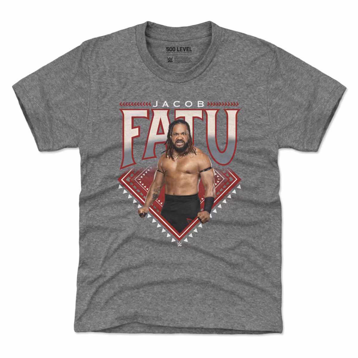 Youth 500 Level Heather Gray Jacob Fatu Superstar Name T-Shirt