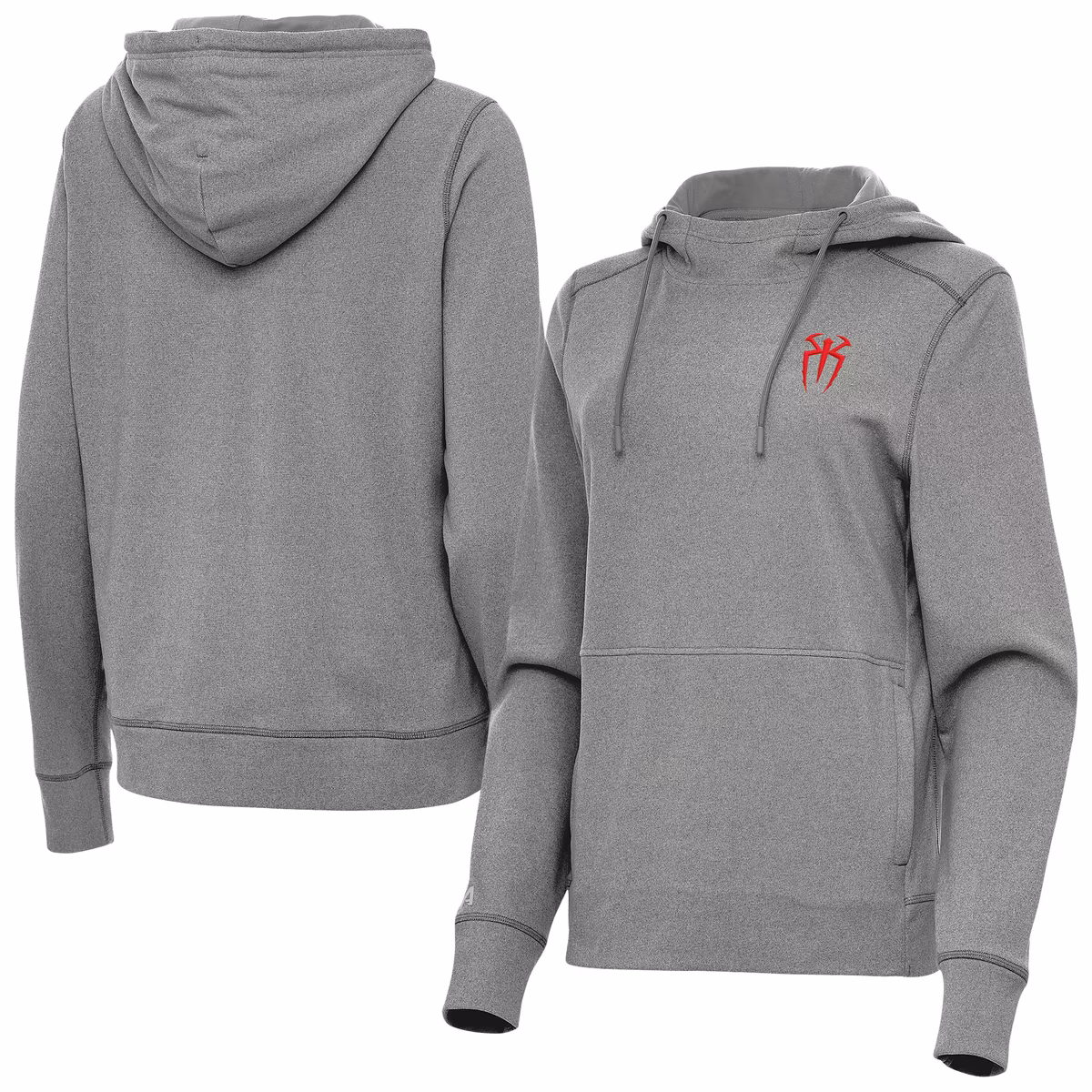 Women's Antigua Heather Charcoal Roman Reigns Justice Pullover Hoodie