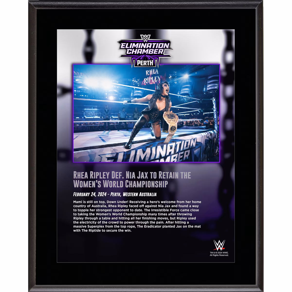 Rhea Ripley WWE 10.5" x 13" 2024 Elimination Chamber Sublimated Plaque 2 Rhea Ripley WWE 10.5" x 13" 2024 Elimination Chamber Sublimated Plaque