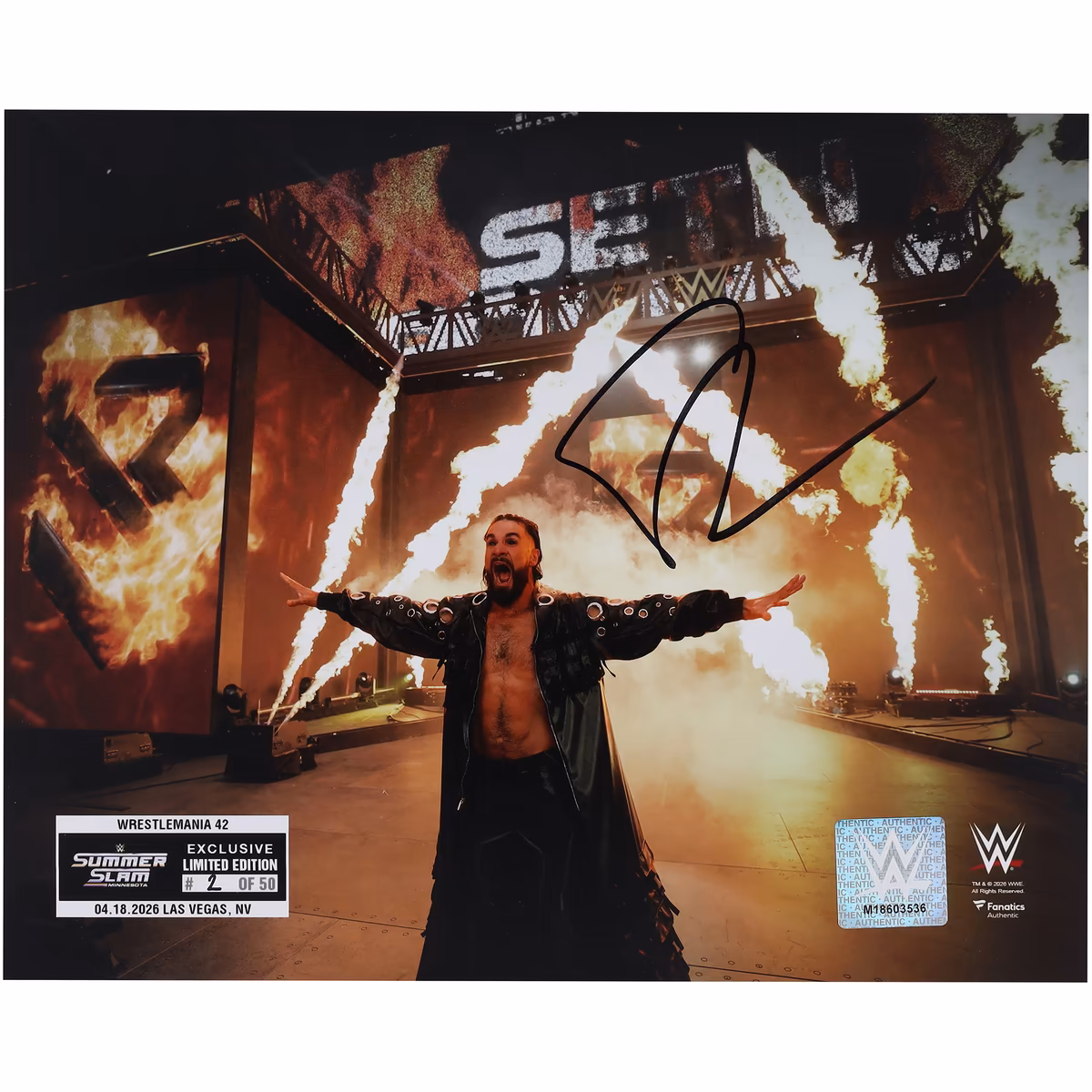 Seth "Freakin" Rollins WWE Autographed 8" x 10" 2026 SummerSlam SuperStore Exclusive Spotlight Photograph - Limited Edition of 50 3 Seth "Freakin" Rollins WWE Autographed 8" x 10" 2026 SummerSlam SuperStore Exclusive Spotlight Photograph - Limited Edition of 50