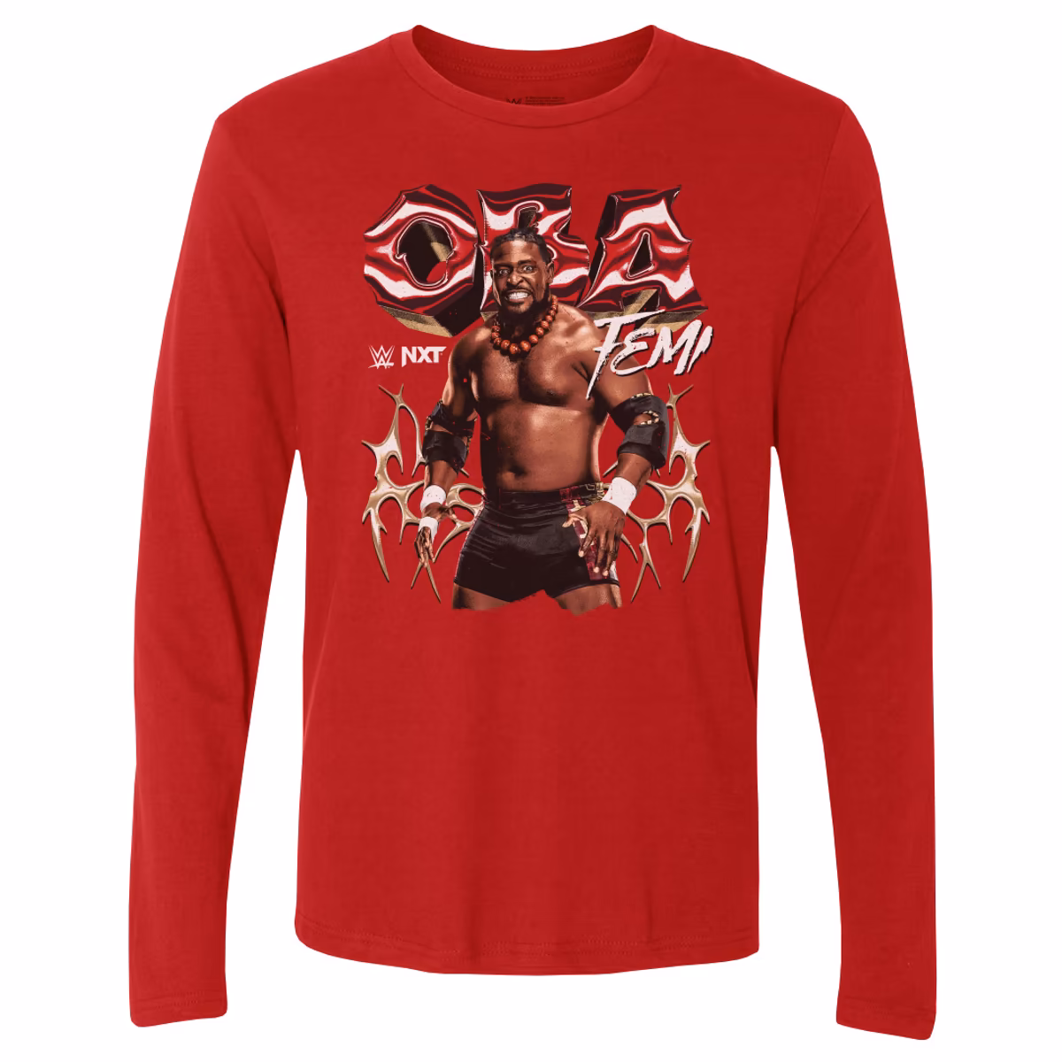 Men's 500 Level Red Oba Femi Pose Long Sleeve T-Shirt 1 Men's 500 Level Red Oba Femi Pose Long Sleeve T-Shirt