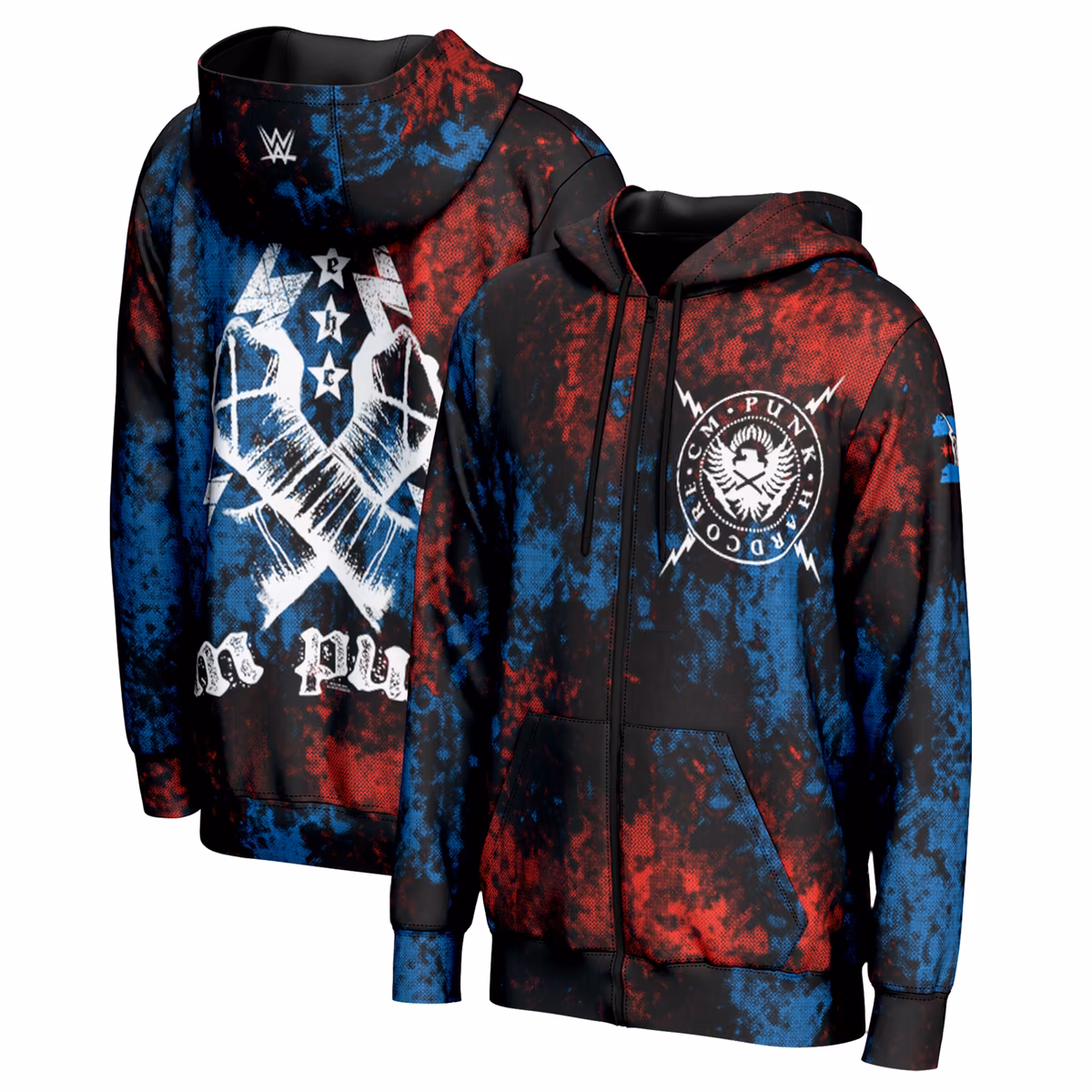 Men's ProSphere Black CM Punk Straight Edge Hardcore Champion Full-Zip Hoodie 3 Men's ProSphere Black CM Punk Straight Edge Hardcore Champion Full-Zip Hoodie