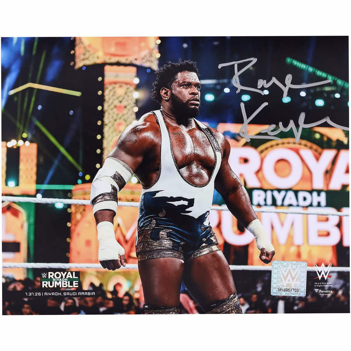 Royce Keys WWE Autographed 8" x 10" Royal Rumble 2026 WWE Debut Photograph