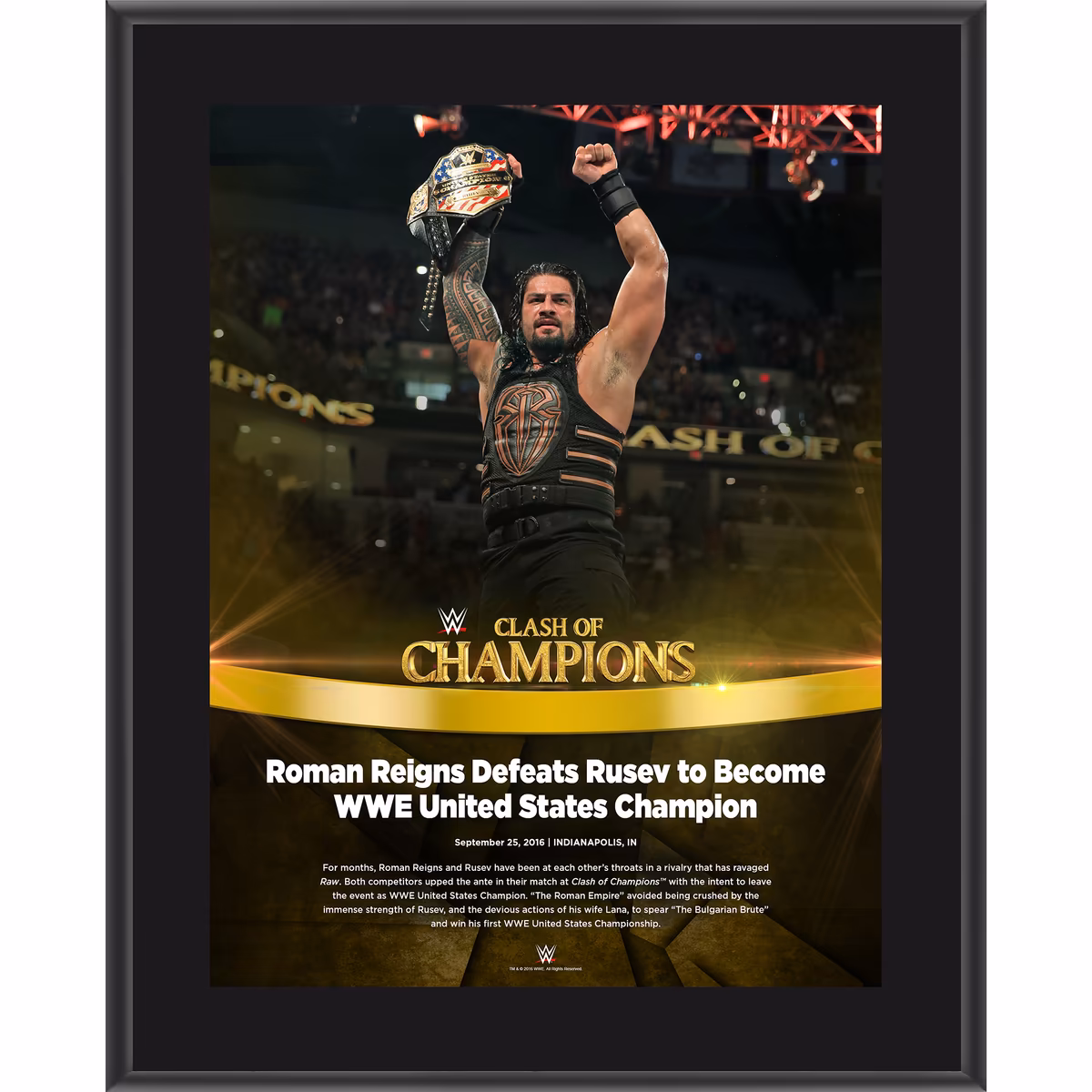 Roman Reigns 10.5" x 13" 2016 Clash of Champions Sublimated Plaque 9 Roman Reigns 10.5" x 13" 2016 Clash of Champions Sublimated Plaque