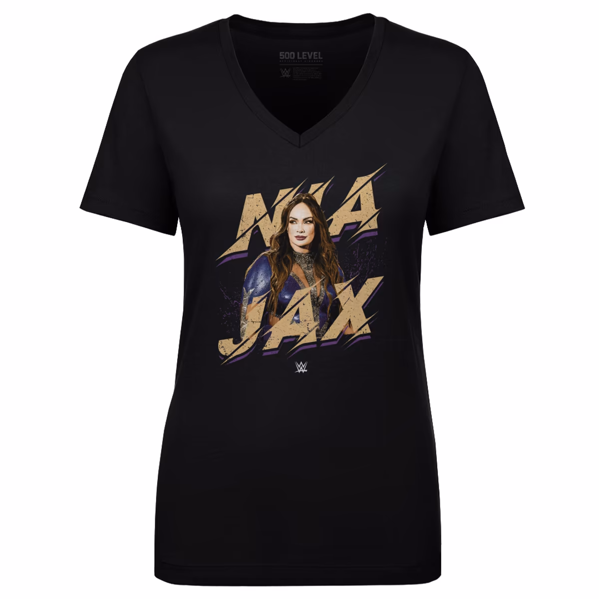 Women's 500 Level Black Nia Jax V-Neck T-Shirt 7 Women's 500 Level Black Nia Jax V-Neck T-Shirt