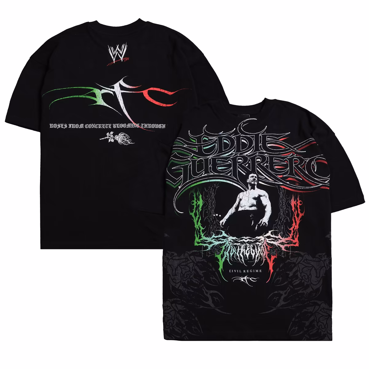 Men's Civil Regime Black Eddie Guerrero Lucha Rose Everyday Boxy T-Shirt 1 Men's Civil Regime Black Eddie Guerrero Lucha Rose Everyday Boxy T-Shirt