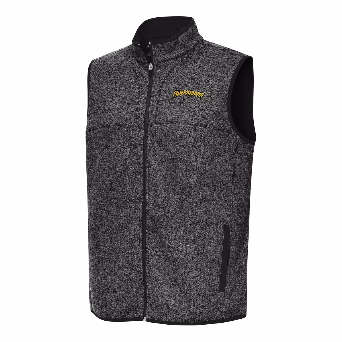 Men's Antigua Heather Black Hulk Hogan Fortune Full-Zip Vest 1 Men's Antigua Heather Black Hulk Hogan Fortune Full-Zip Vest