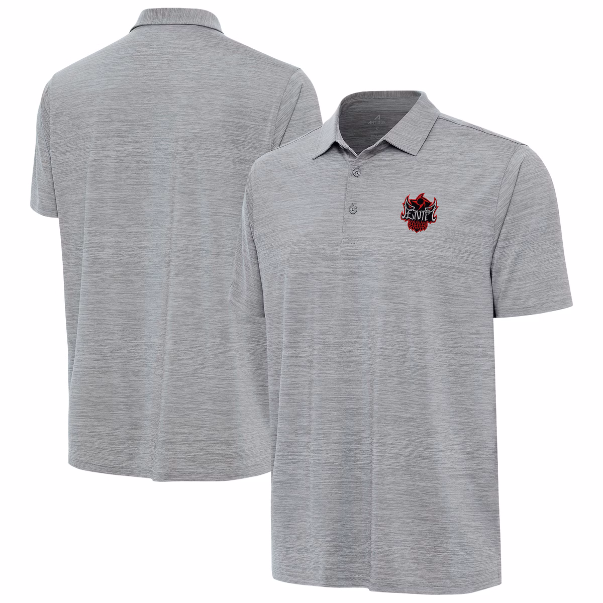 Men's Antigua Heather Gray Penta Layout Polo
