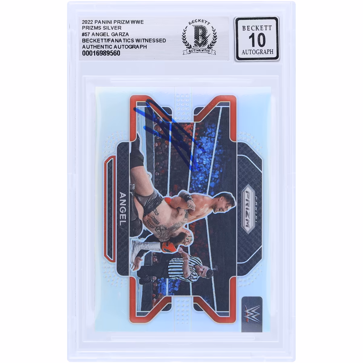Angel Garza WWE Autographed 2022 Panini Prizm Silver Prizm #57 Beckett Fanatics Witnessed Authenticated 10 Card