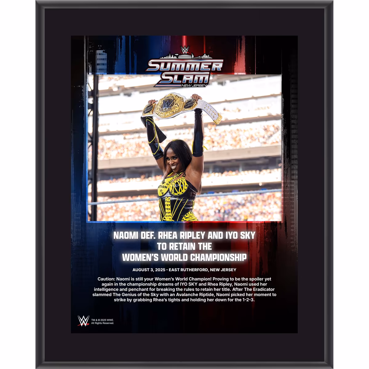 Naomi WWE 10.5" x 13" 2025 SummerSlam Night 2 Sublimated Plaque 1 Naomi WWE 10.5" x 13" 2025 SummerSlam Night 2 Sublimated Plaque