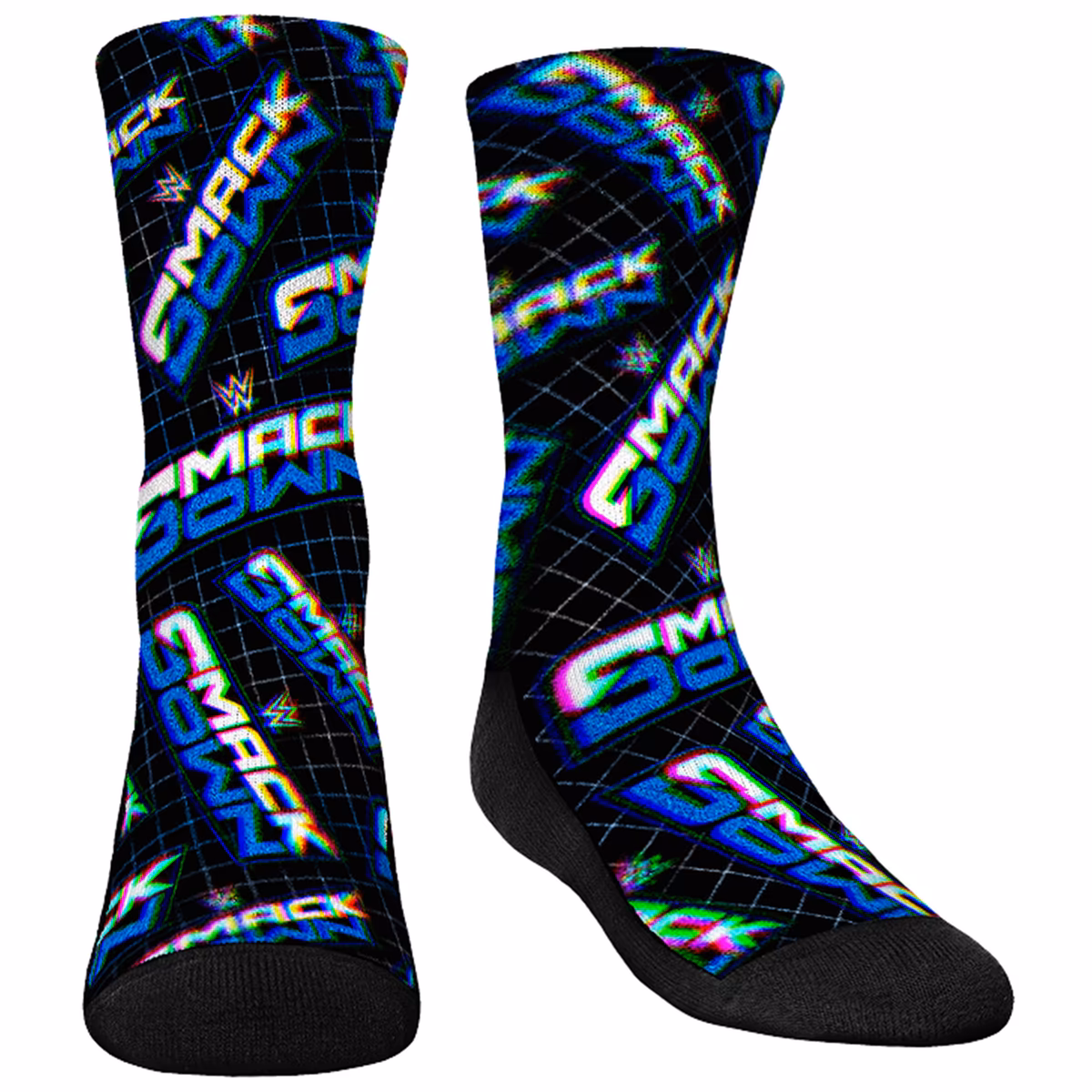 Youth Rock Em Black SmackDown Allover Crew Socks 1 Youth Rock Em Black SmackDown Allover Crew Socks