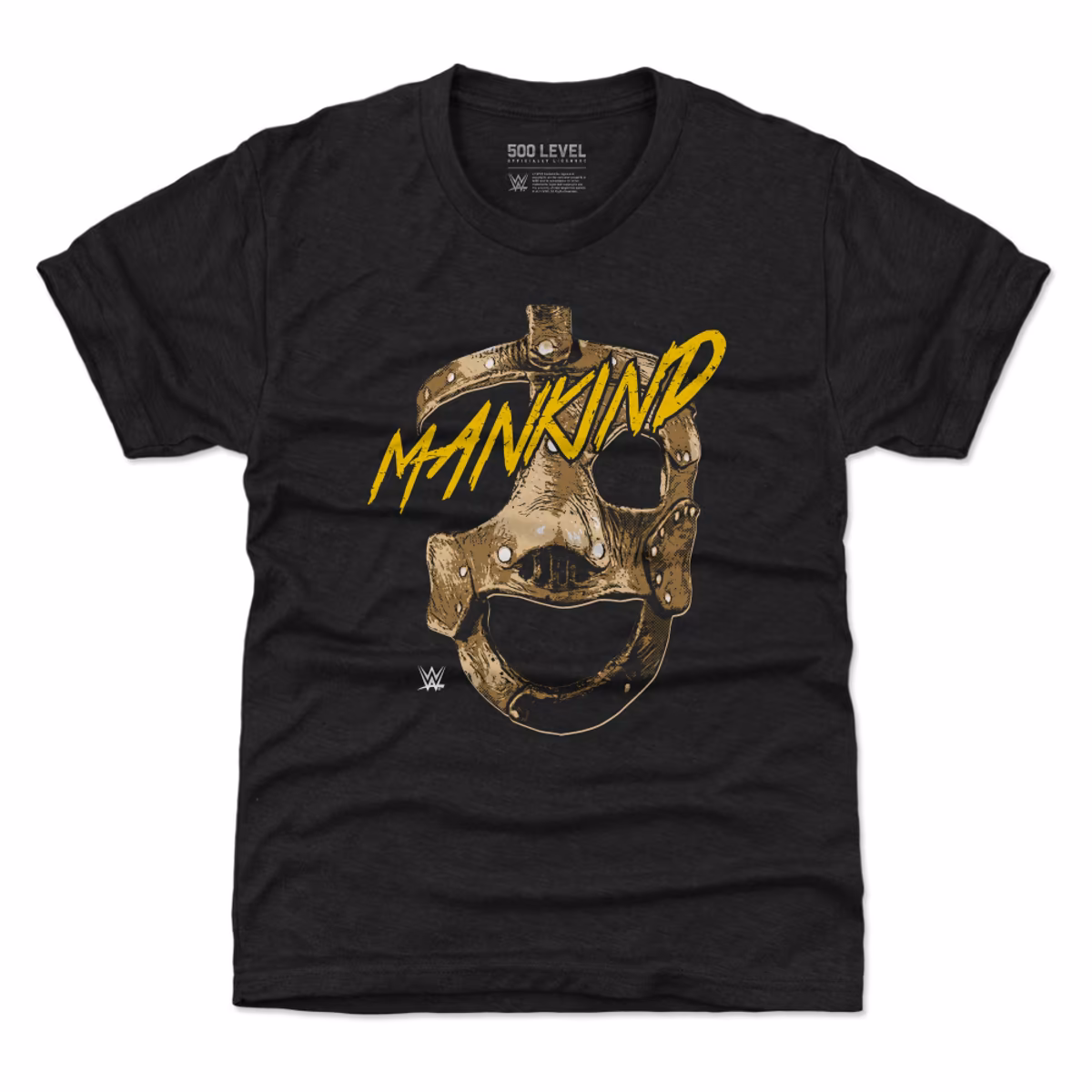 Youth 500 Level Heather Black Mick Foley Mankind Mask T-Shirt 1 Youth 500 Level Heather Black Mick Foley Mankind Mask T-Shirt
