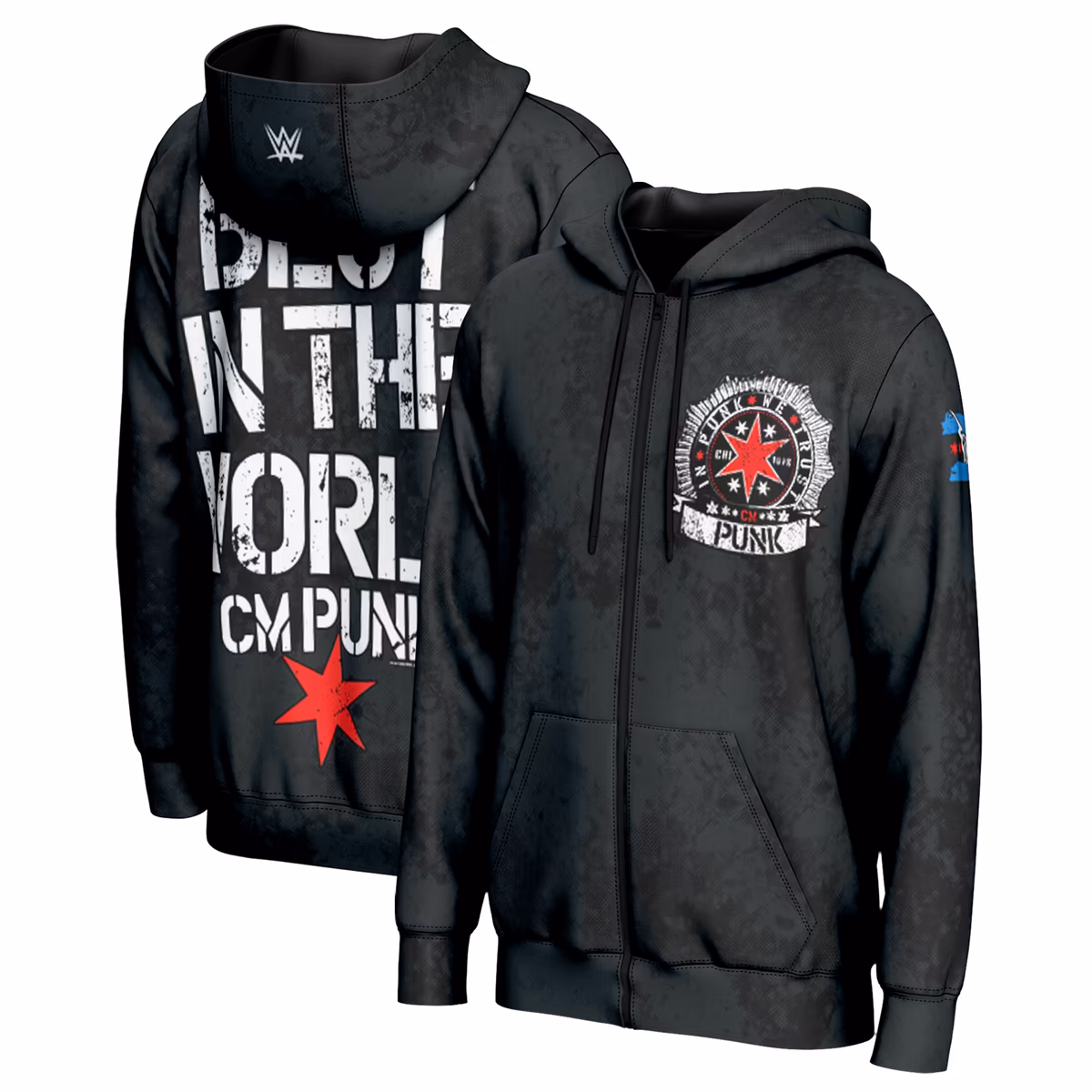 Men's ProSphere Black CM Punk In Punk We Trust Full-Zip Hoodie 2 Men's ProSphere Black CM Punk In Punk We Trust Full-Zip Hoodie