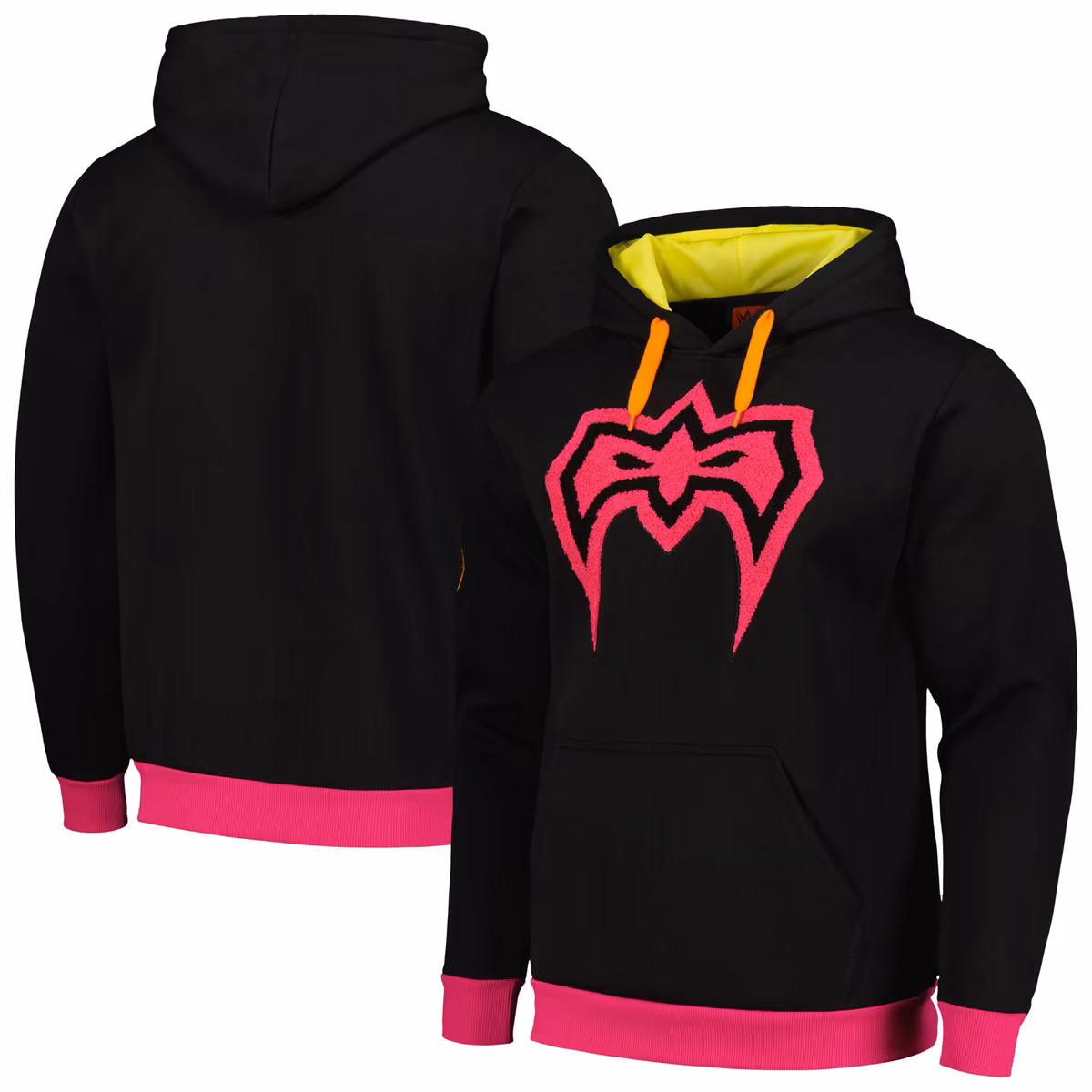 Men's Black/Pink The Ultimate Warrior Chenille Pullover Hoodie