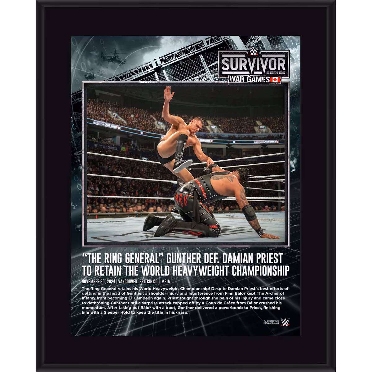 Gunther WWE 10.5" x 13" 2024 Survivor Series: WarGames Sublimated Plaque 1 Gunther WWE 10.5" x 13" 2024 Survivor Series: WarGames Sublimated Plaque