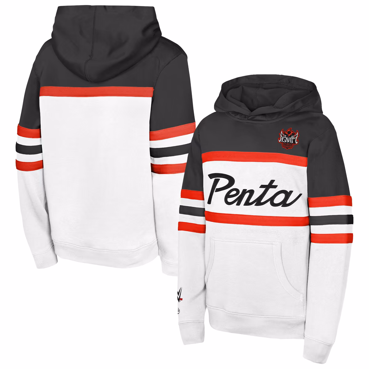 Youth Mitchell & Ness Penta White Head Coach Hoodie 13 Youth Mitchell & Ness Penta White Head Coach Hoodie